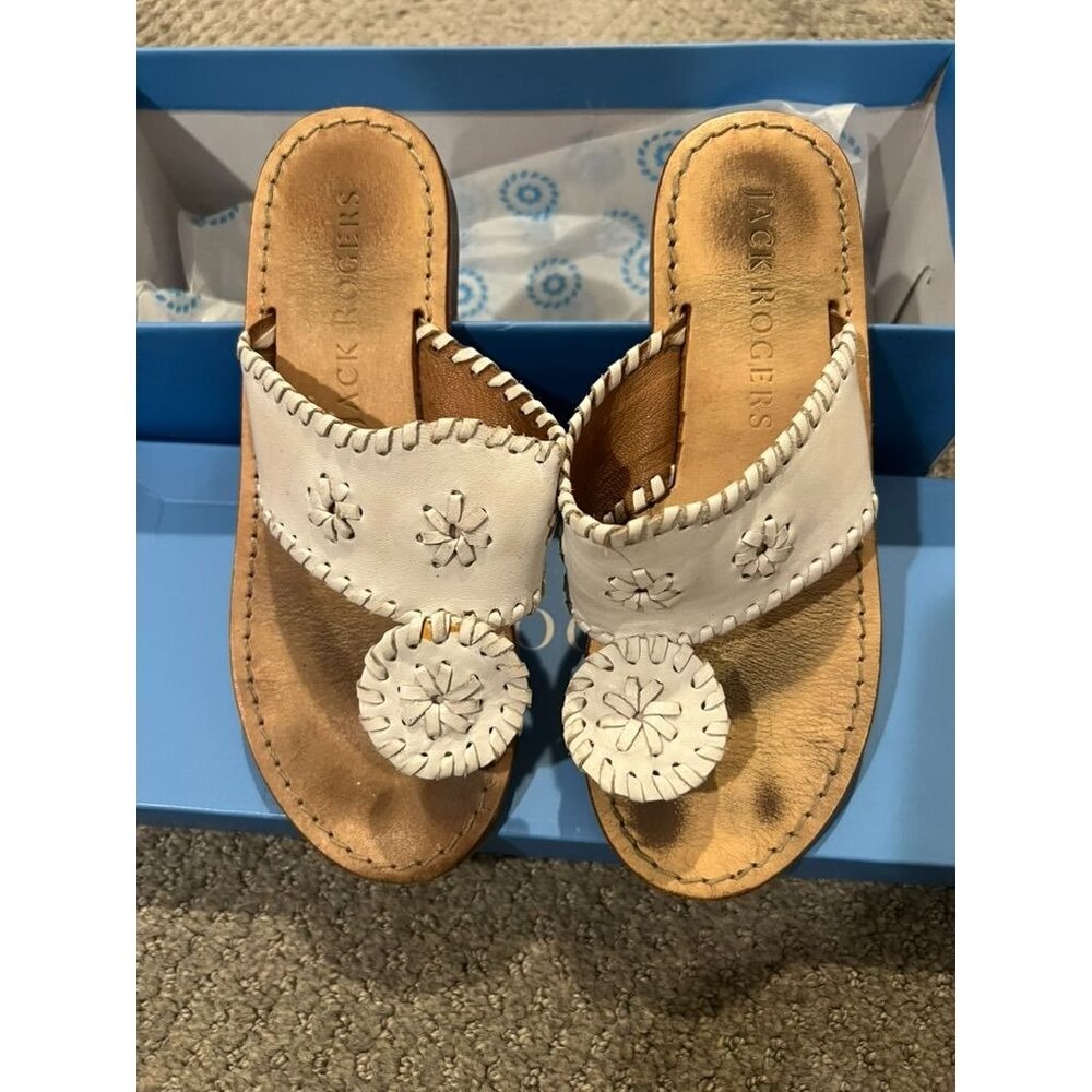 Girls White Jack Rogers Classic Sandals Size 2